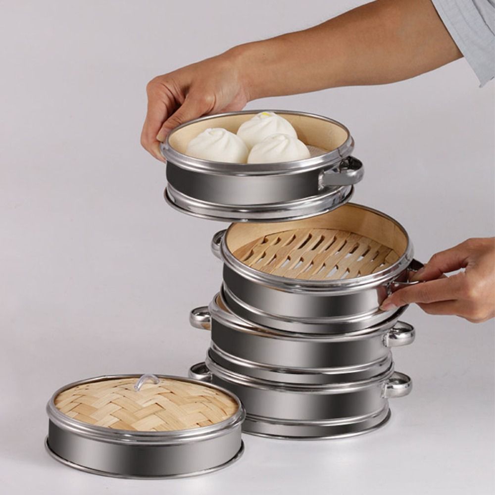 Bao Steamer Bamboo - 라운드 딤섬 요리 도구 스테인레스 스틸