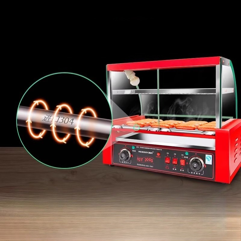 상업용 7튜브 소시지 그릴 기계 1050W 이중 온도  - Hot Dog Press 리뷰 및 가격